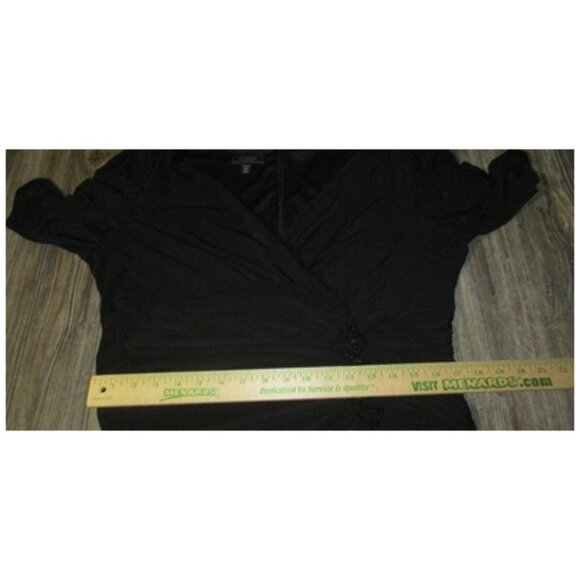 Collection Dressbarn Formal Dress Size 14 Black V Front Beads Back Zipper Party - Picture 6 of 14